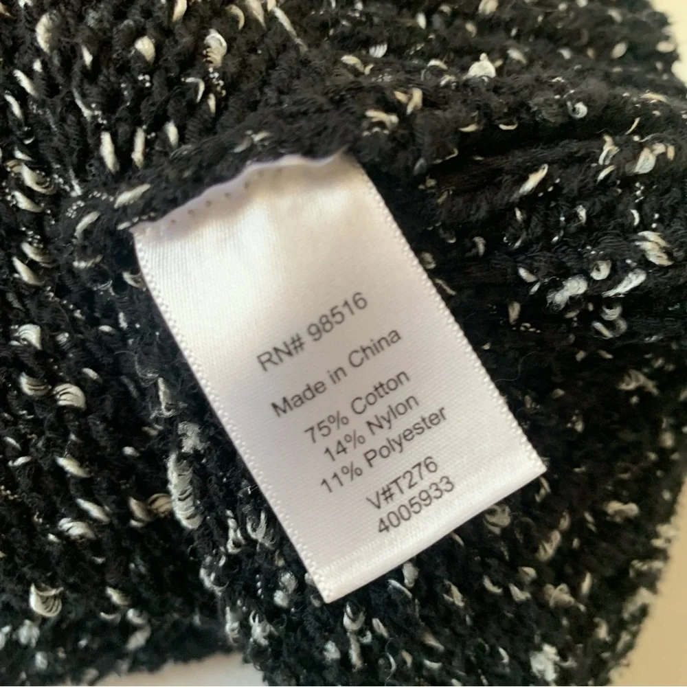 Coldwater Creek Short Sleeve Black White Knit Cardigan Sweater Size Medium 10-12 - Picture 9 of 12